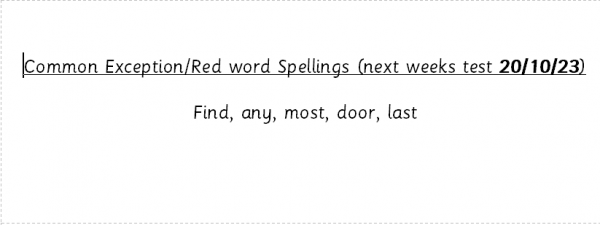 common exception word red words